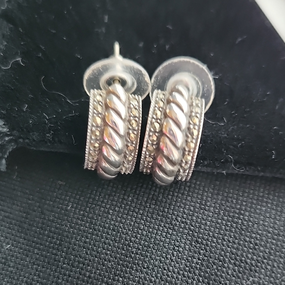 Elegant Sterling Silver and gemstone Women's Hoop Earrings